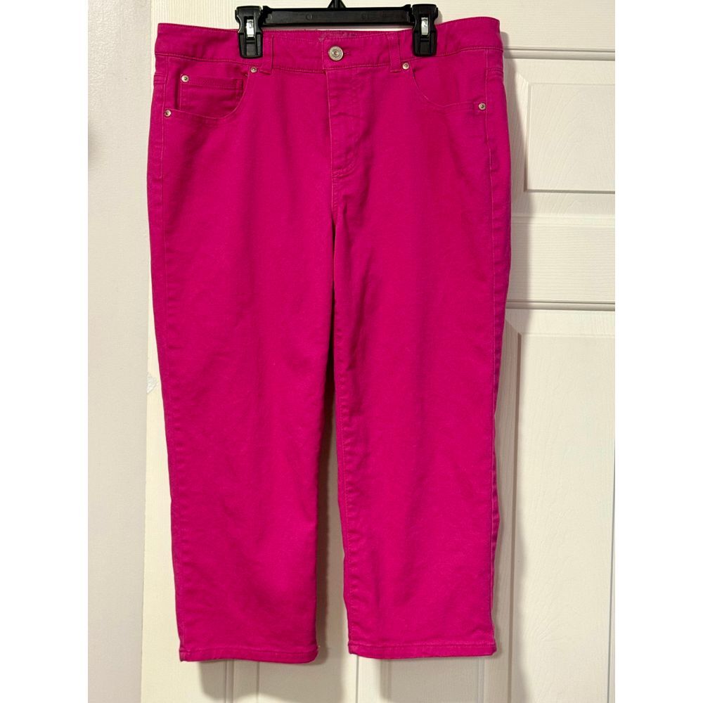 IZOD Hot Pink Capri Pants‎ Casual Summer Cropped Denim Size 10